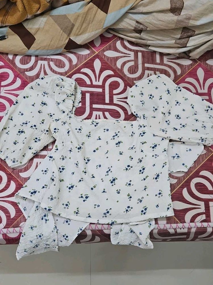 White Printed Top
