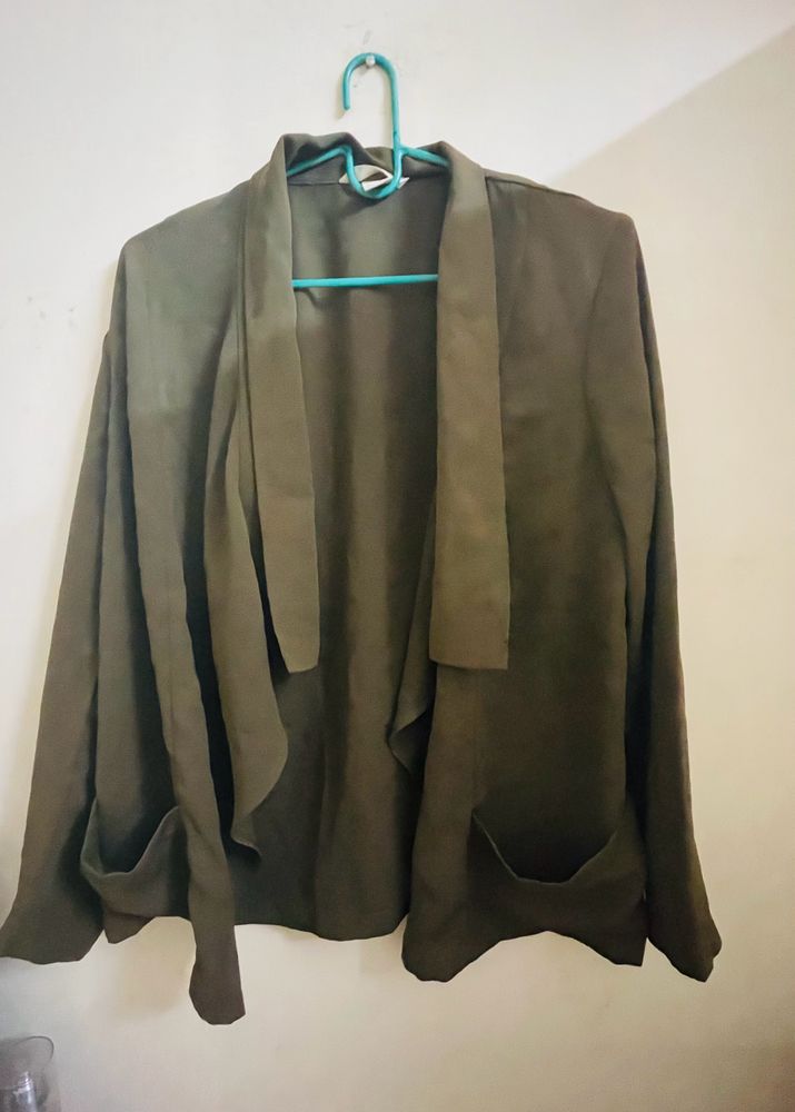 Olive Shrug With Same Fabric Belt
