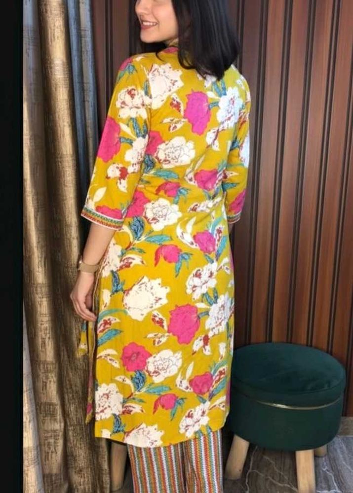 Angrakha style Floral Print Kurta Set