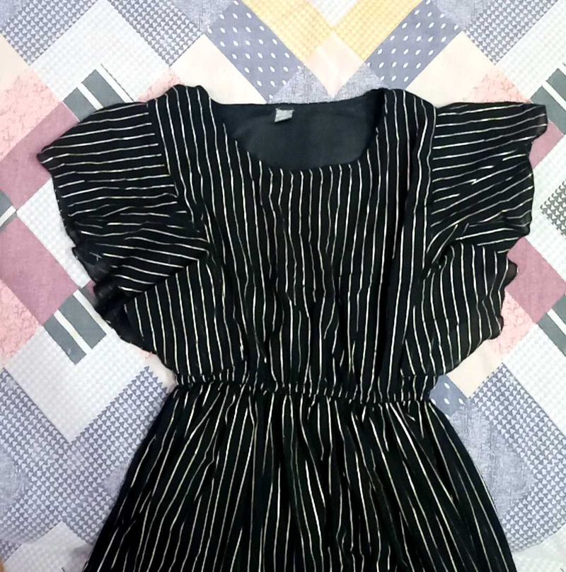 Black &amp; Golden Striped Maxi Dress