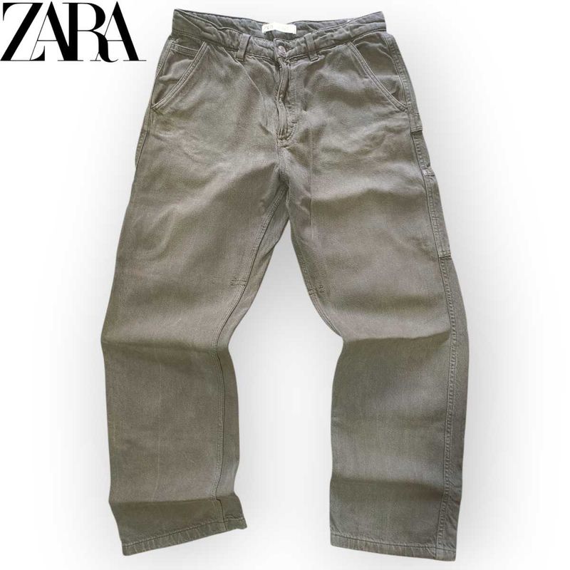 Vintage ZARA 1975 Green Denim Carpenter Pant