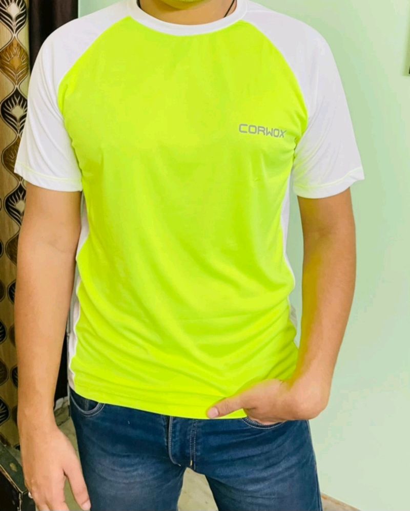CORWOX Men&#39;s Active Neon Green Sports T-Shirt