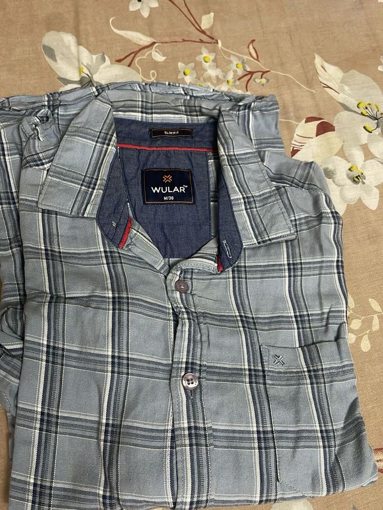 WULAR Slim Fit Plaid Button-Down Shirt
