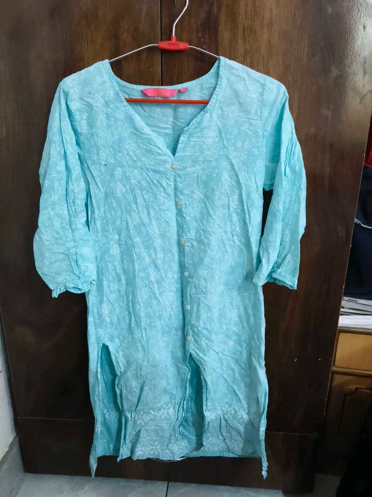 Light Blue Cotton Kurti