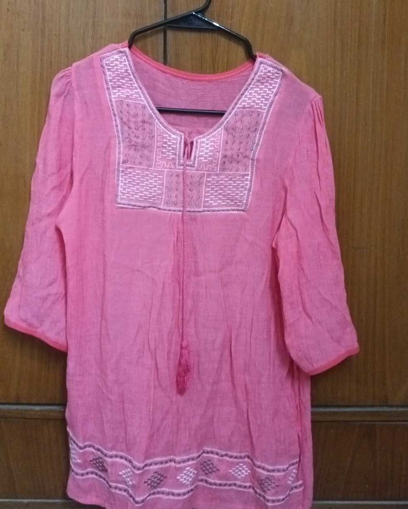 Pink Embroidered Top