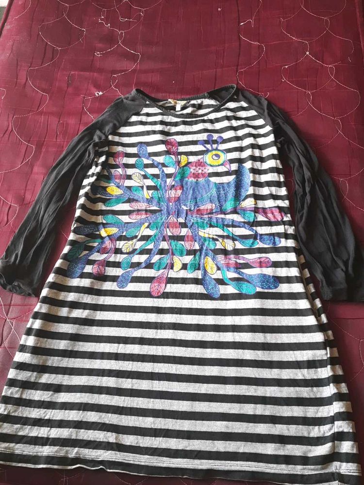 Striped Casual Dress stretchable with 2 pockets