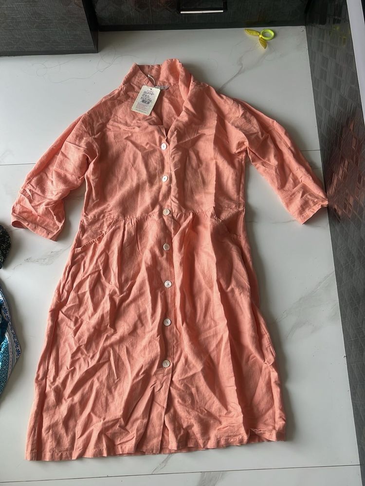 Peach Shirt Dress