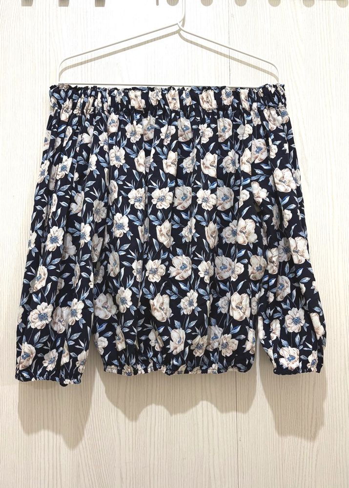 Floral Navy blue off shoulder top