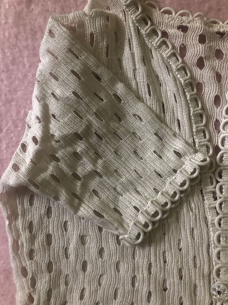 White Crochet Knit Top