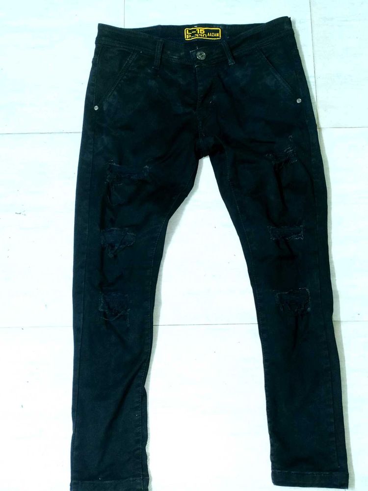 Distressed Black Denim Jeans
