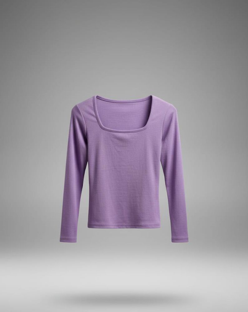 Lilac Square Neck Long Sleeve Top