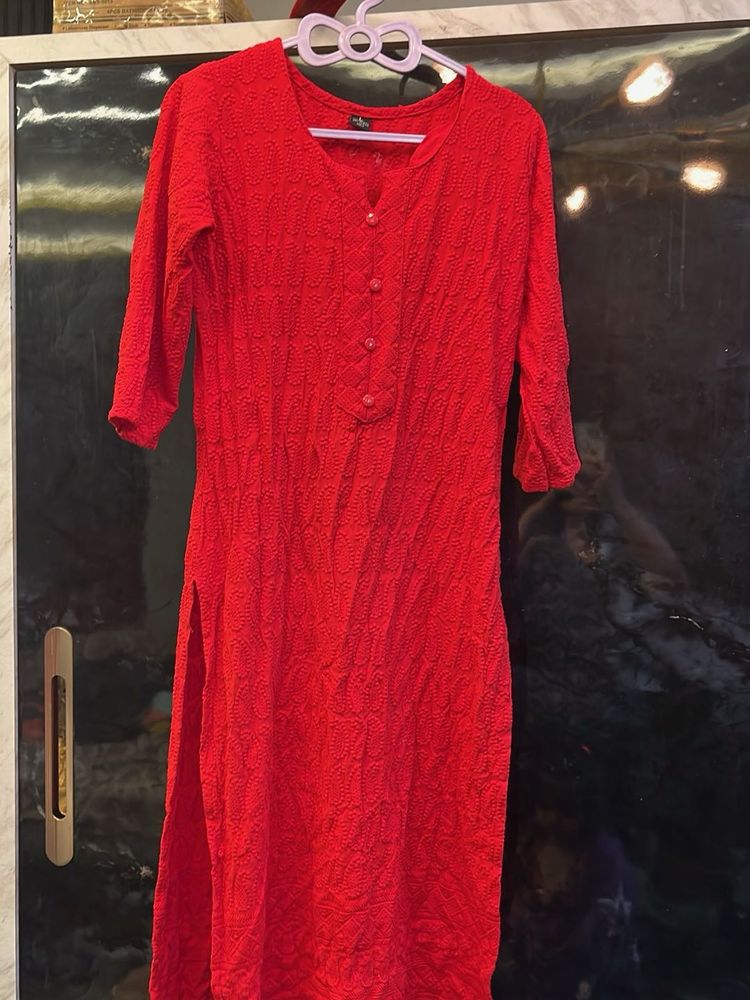 Red Cotton Kurta