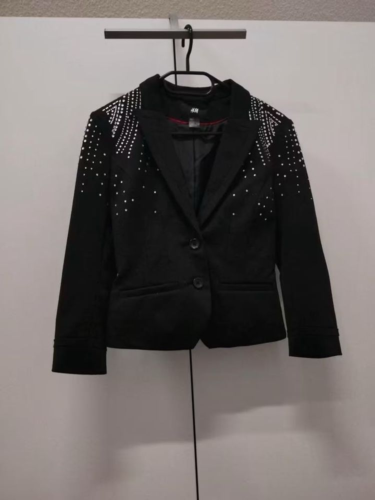 H&amp;M fitted Stylish Embellished Black Blazer