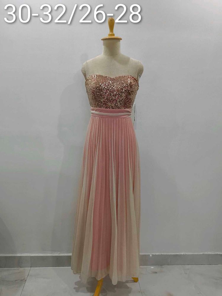 Elegant Sequin &amp; Pleated Gown
