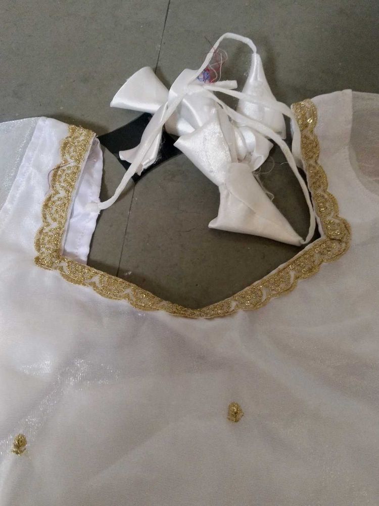 Elegant White &amp; Gold Blouse