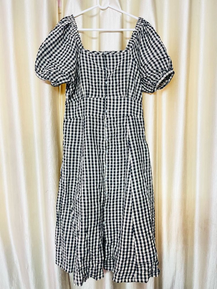 MAX Checked Midi Dress