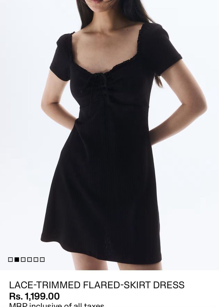 Lace Trimmed Flared Dress