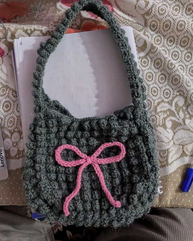 Handmade Crochet Bag with Bow