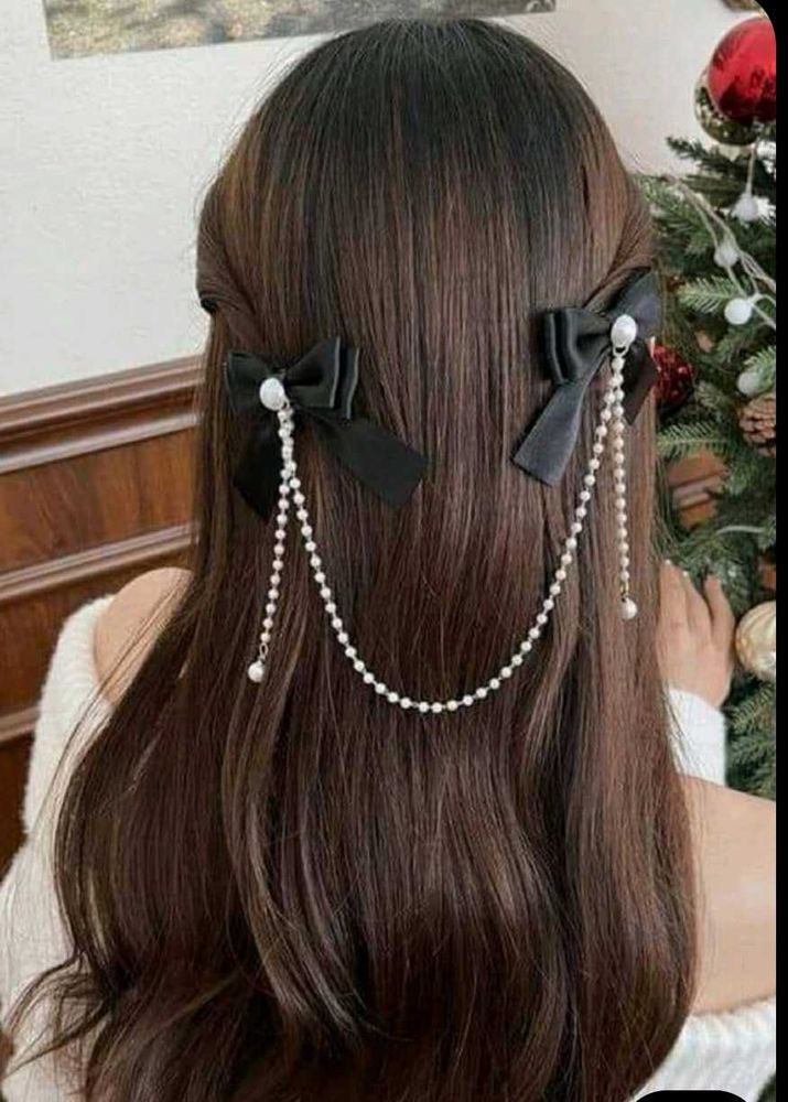 Bow Pearl Hair Clips