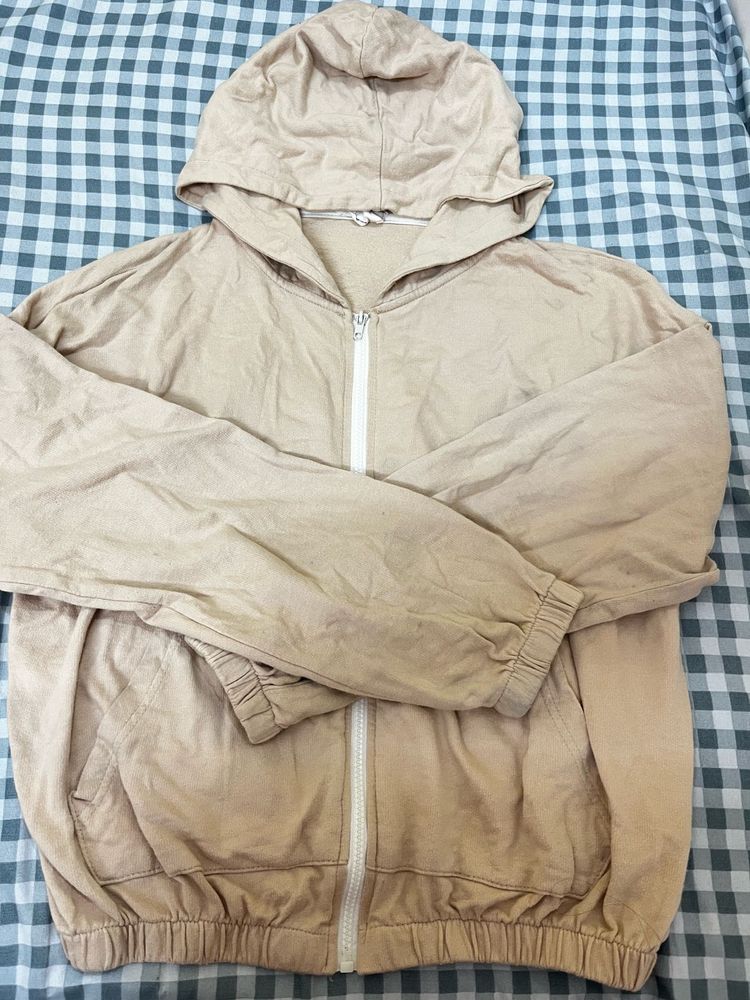 Beige Hoodie Jacket