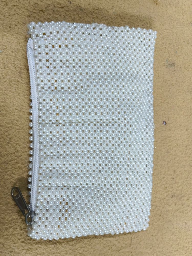 White Moti Beads Purse