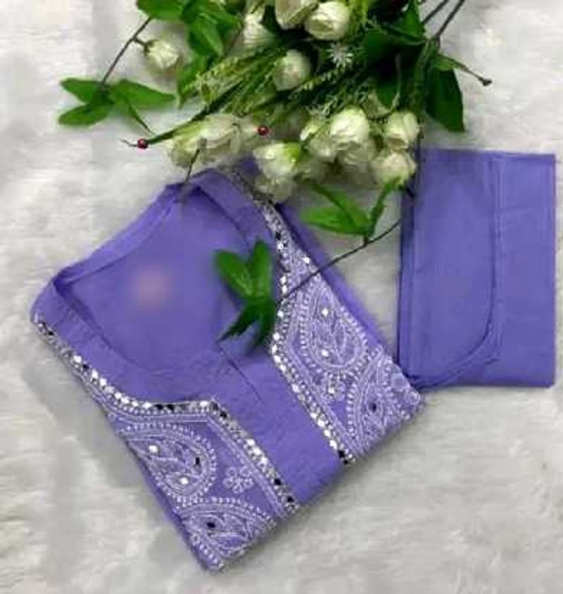 Lavender Embroidered Kurta Set