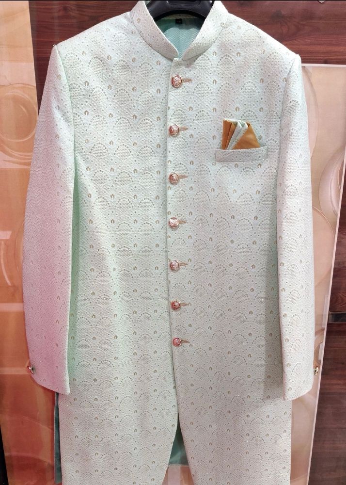 Mens Sherwani For Engagement/Wedding(Pista Colour)