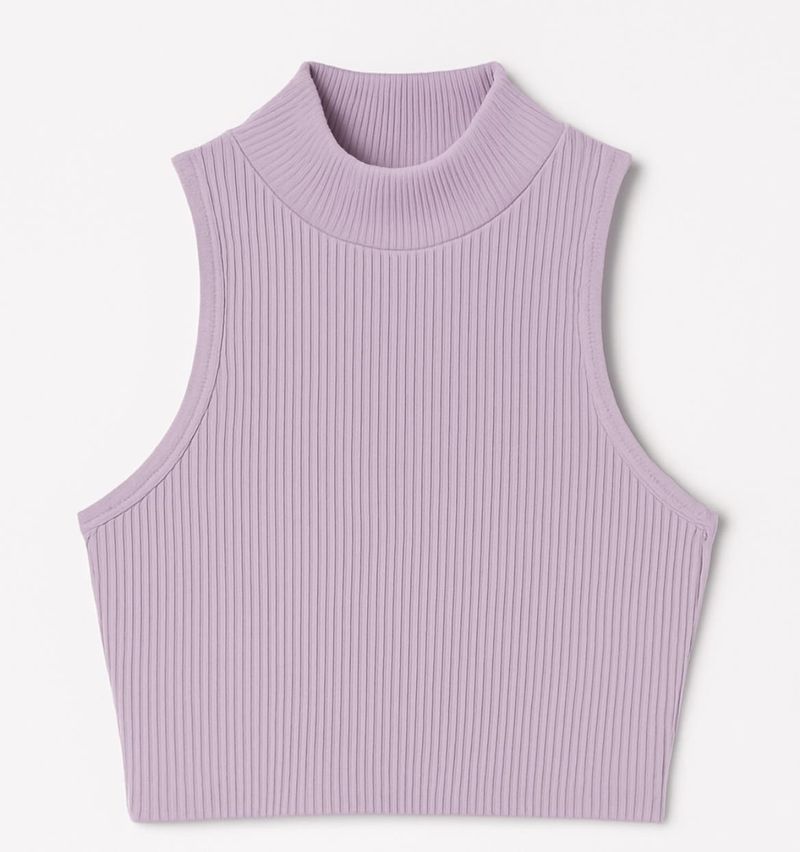 Brand New H&amp;M High Neck Ribbed Sleeveless Crop Top