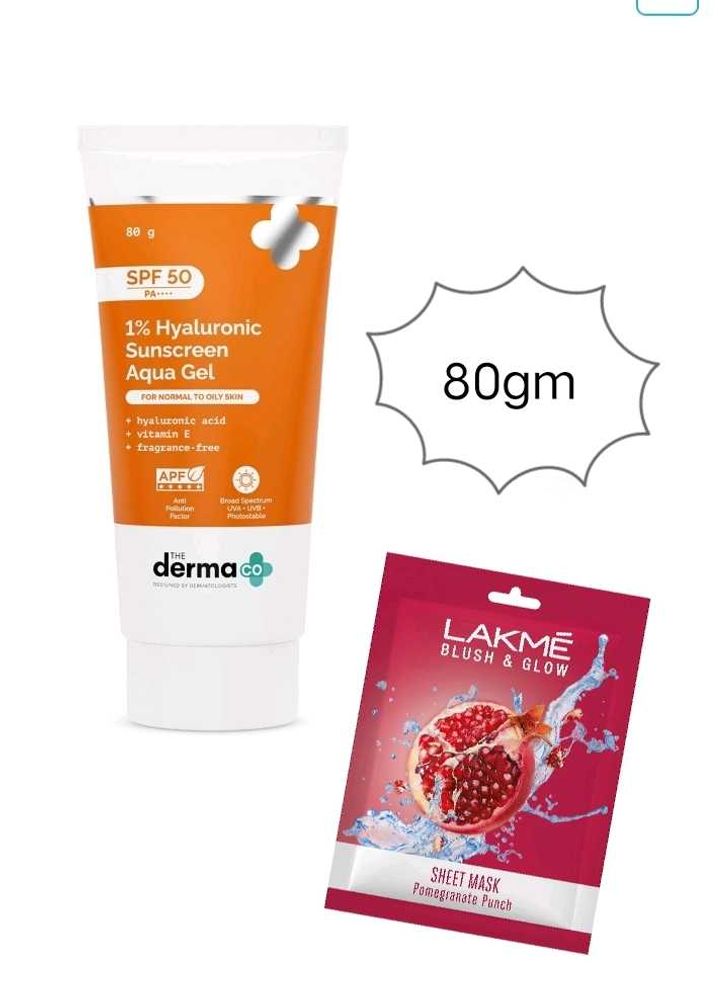 Derma Co Sunscreen &amp; Lackme Sheet Mask