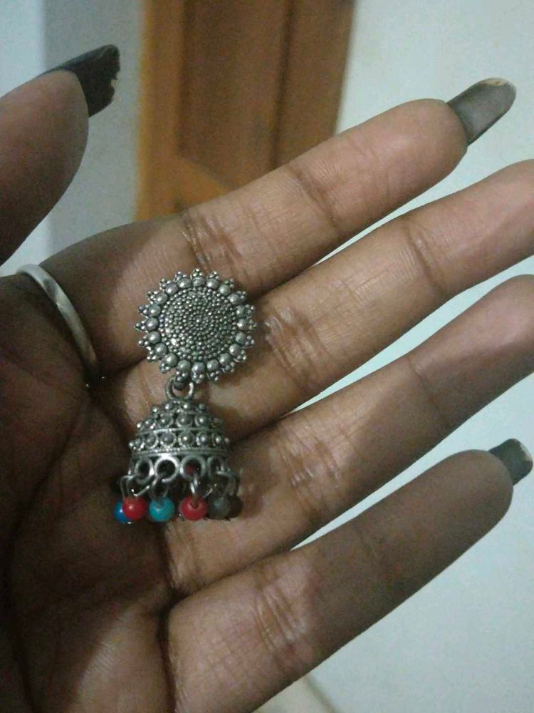 Silver Jhumka Earrings