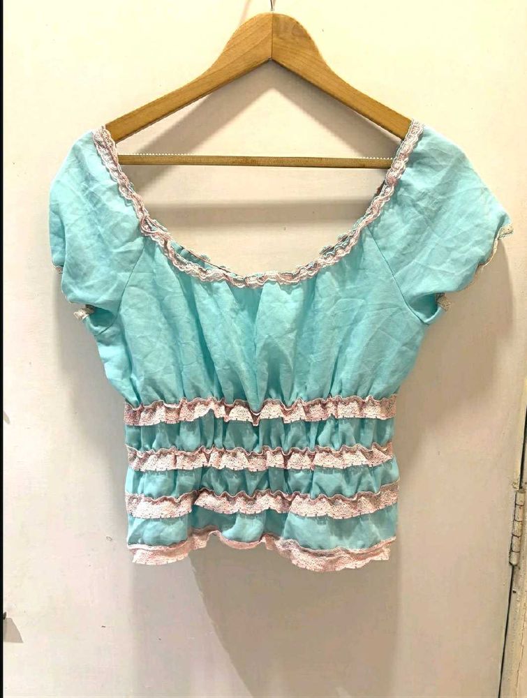 Cute Lace Trim Top