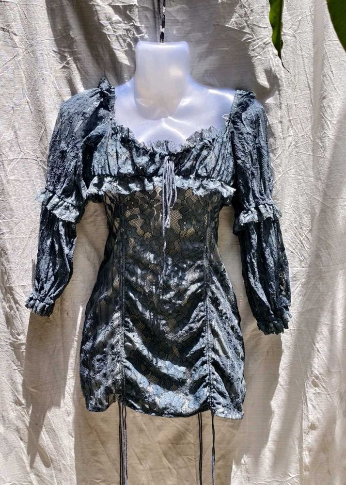 Lace Trim Mini Dress