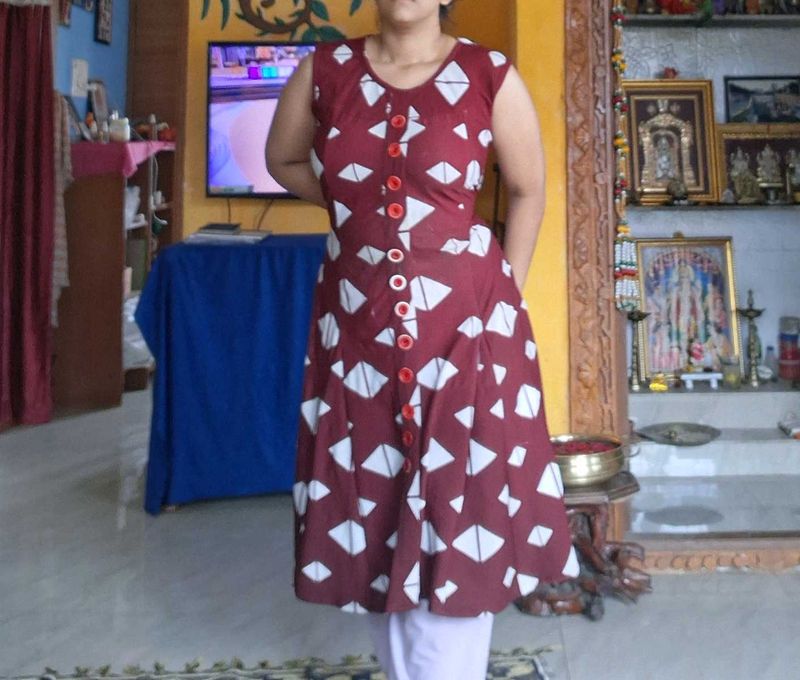 Casual maroon Print Dress