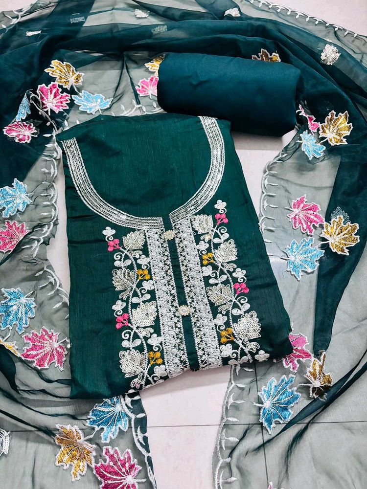 Elegant Embroidered Dress Material