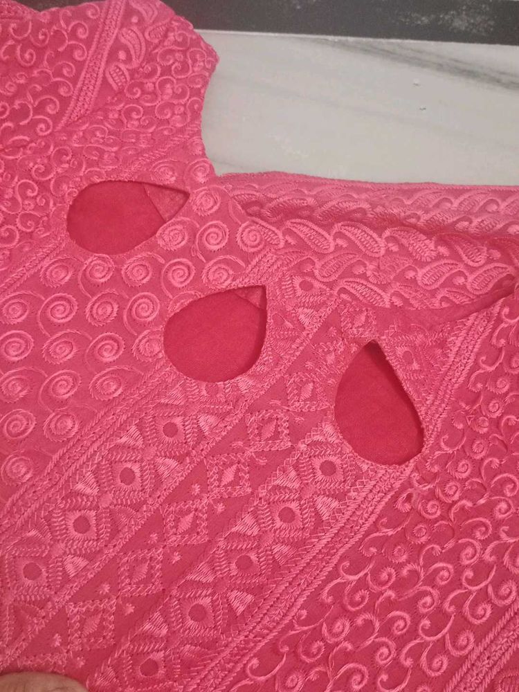 Pink Embroidered Kurta