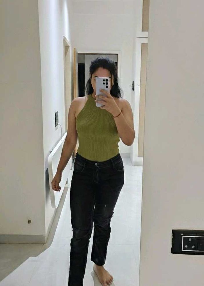 Olive Green Halter Top &amp; Jeans