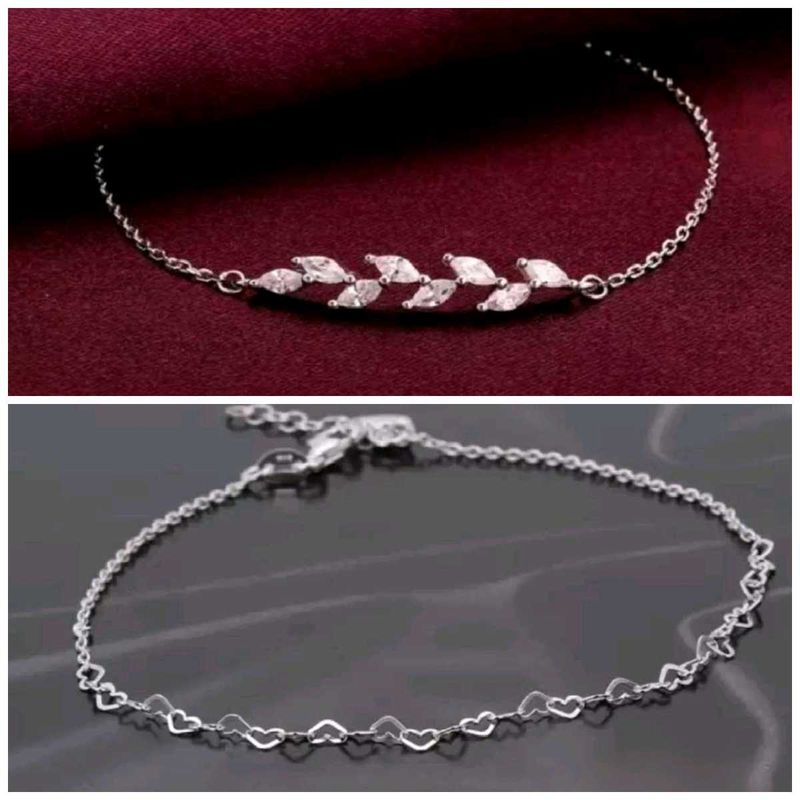 92.5 Silver Combo - Bracelet &amp; 2 in1 Anklets/Chain