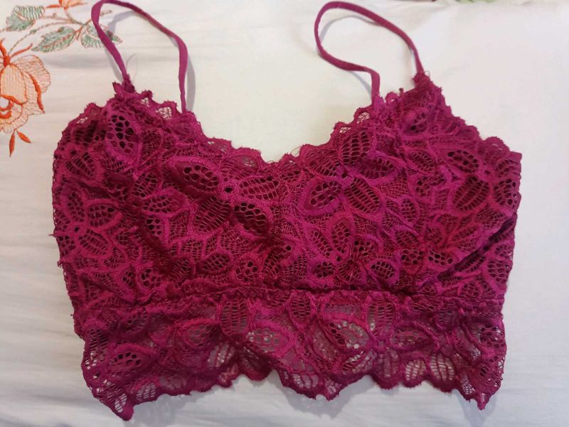 Maroon Bralette  Removable Padded Bra For Women