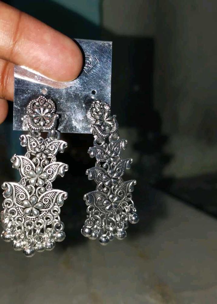 Silver Jhumka Earrings