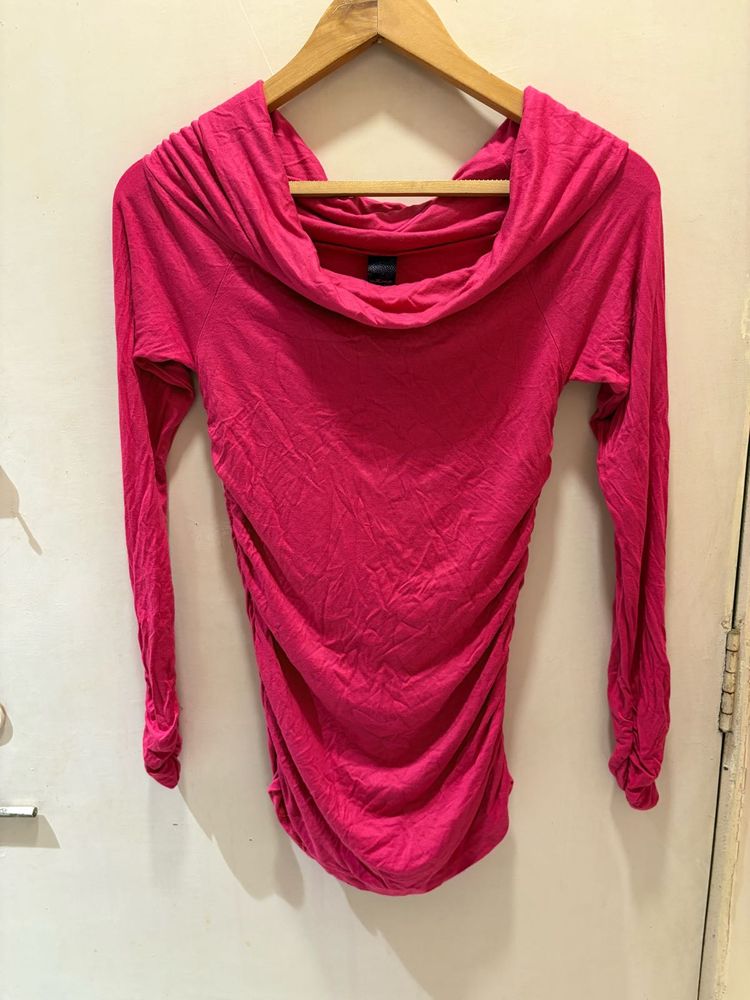 Pink Cowl Neck Top