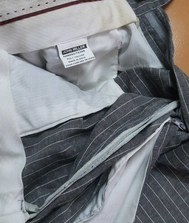Branded Grey Striped Pant | John Miller