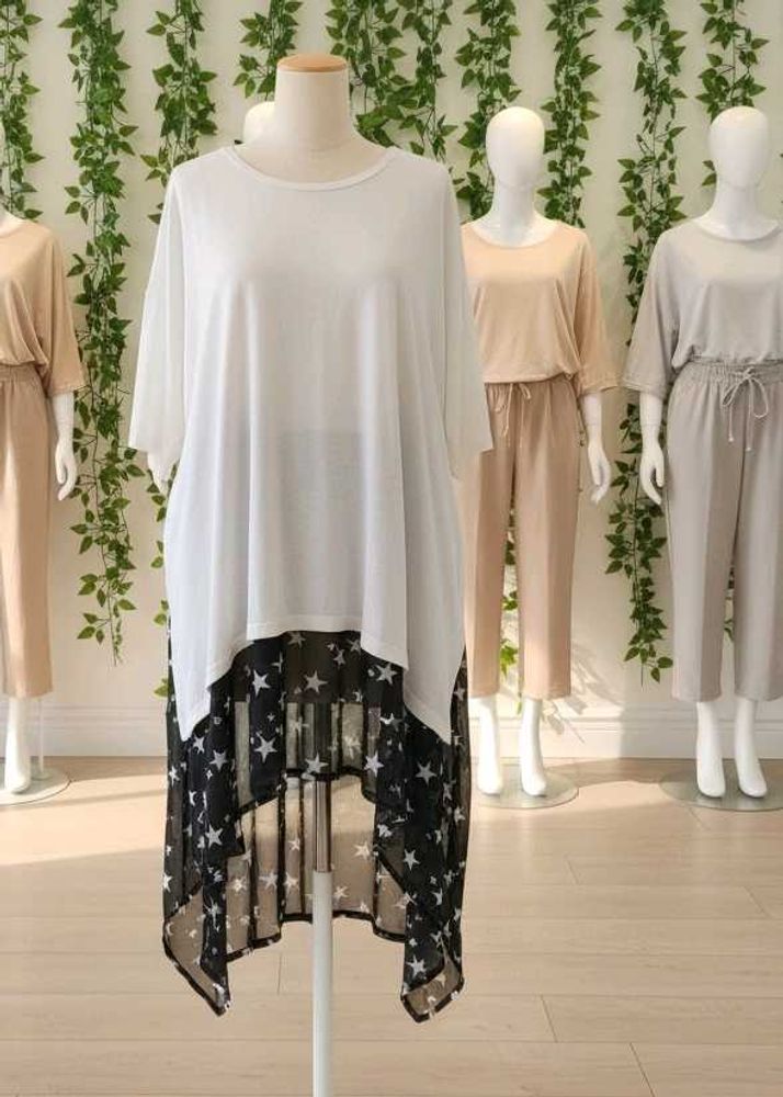 Stylish White &amp; Star Tunic Top