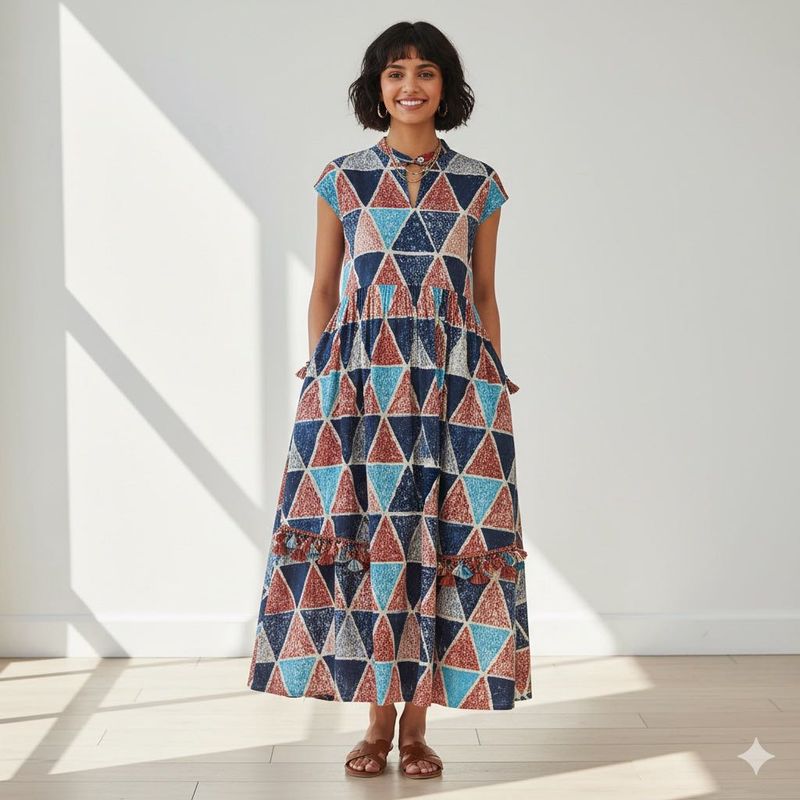 Triangle Print Maxi Dress