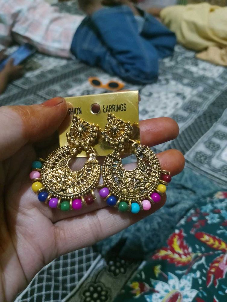 Gold Tone Bead Drop Earrings