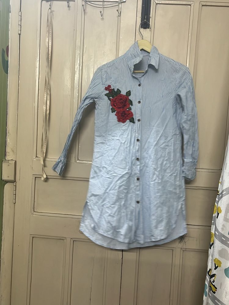 Blue White Strip Shirt For Women