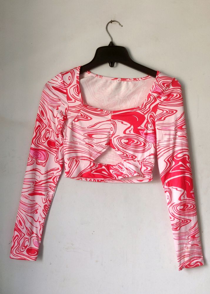 Abstract Print Crop Top
