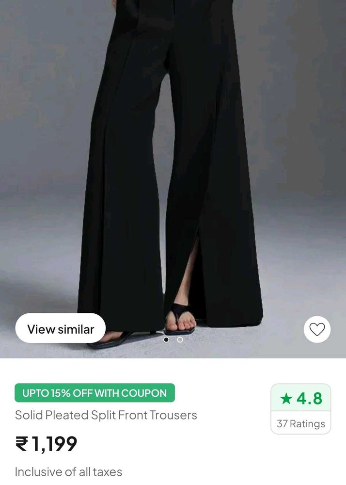 Wide Leg Slit Black Pants