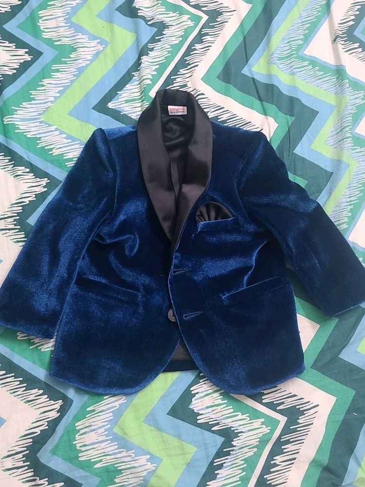 Baby Hug Party Wear Boys Blue Velvet Blazer