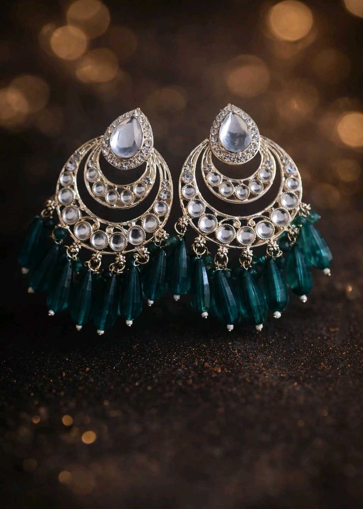 Emerald Green Chandbali Earrings