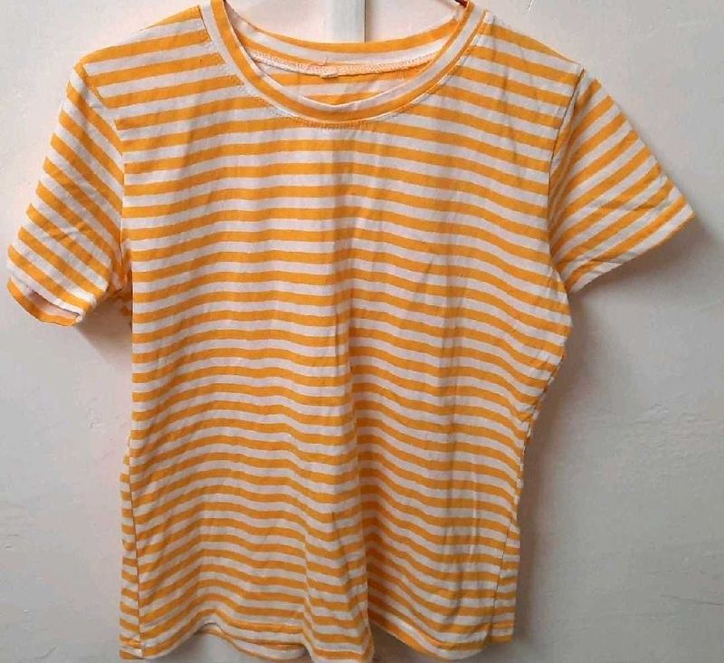 Yellow Striped Short Sleeve Tee